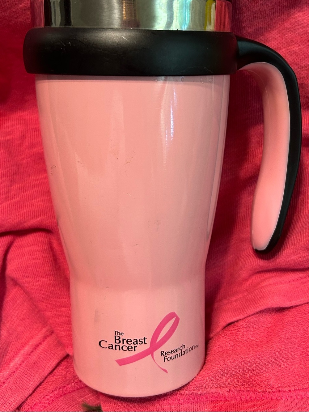 The Breast Cancer Pink 16 oz Travel Mug with Lid - Spill-Resistant Top